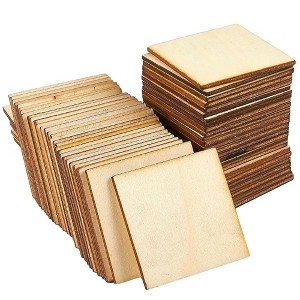 Juvale 60 Pieces 2x2 Wood Squares for DIY Crafts, Unfinished Wooden Cutout Tiles for Painting - 1 of 4