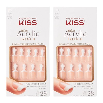 Kiss Salon Acrylic French Nail Kit - Crush Hour - 2pk - 56ct