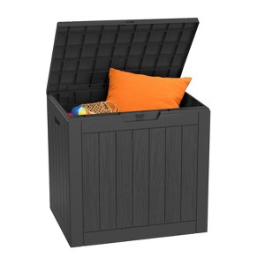 MooxvMoo 30-Gallon Outdoor Deck Box. Lockable, waterproof & UV-resistant storage for patio furniture, garden tools, cushions & pool gear,Black - 1 of 4