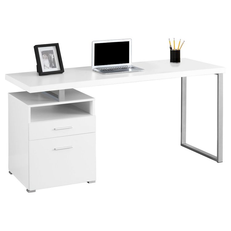 Computer Desk Silver Metal White - EveryRoom: Modern Home Office ...