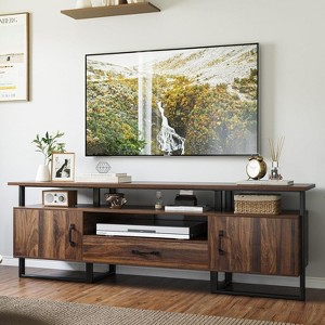 Homhougo Mid Century Modern TV Stand, 75 Inch Entertainment Center with Storage & Drawer, Industrial Console for Living Room, Rustic Brown - 1 of 4