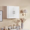 GlasFlength Bathroom Storage Cabinets Wall Mounted Cabinet with Adjustable Shelf Space Saver Storage Cabinet for Bathroom, White, 24"*7.63"*24" - 2 of 4