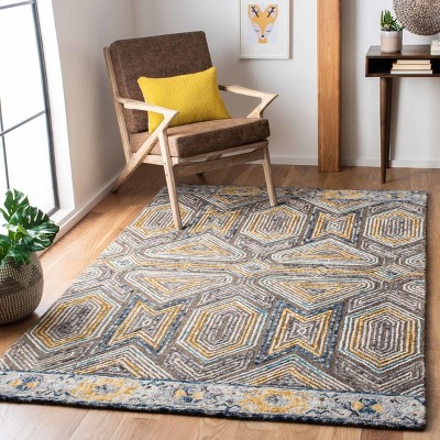 Handmade Gray Wool Round Tufted Rug, 47 inches
