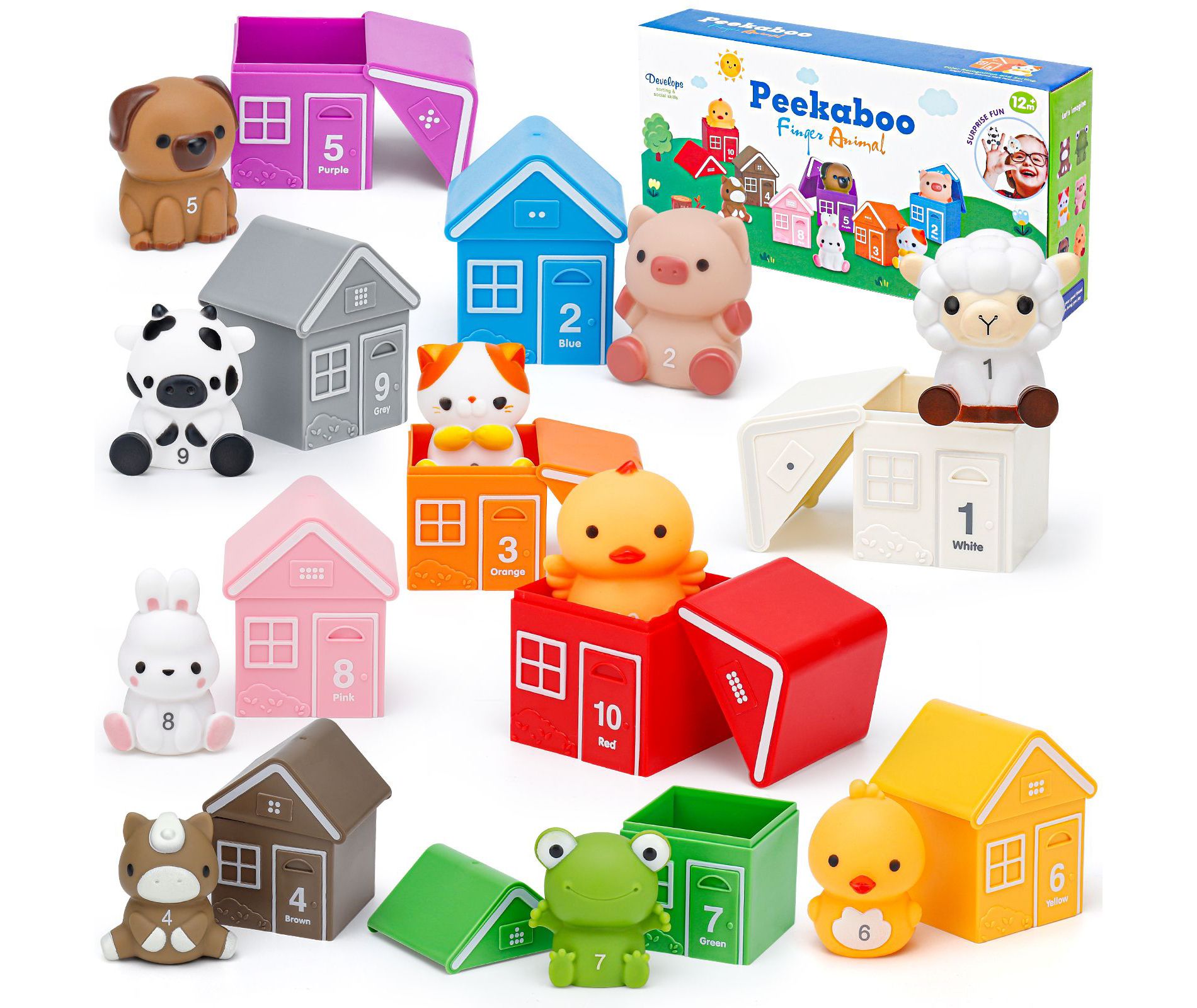 FUNFORFUN Farm Animal Matching Toys for Toddlers Age 1-3, Montessori Learning Toys,Counting Sort Matching Game for 1 2 3 Year Old Boys Girls Gifts