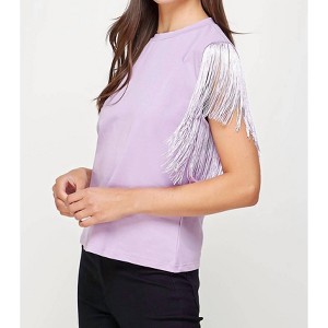 Women's Fringe Sleeve Tee Top - Strut & Bolt M - 1 of 1