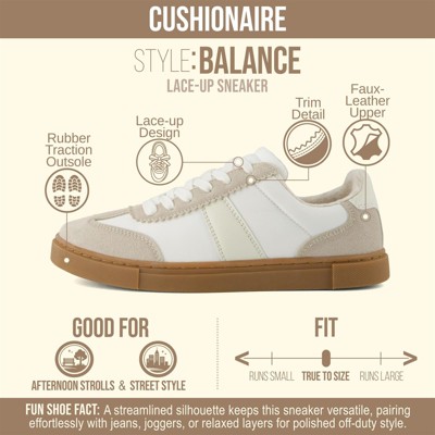 Женские кроссовки CUSHIONAIRE Balance Womens Sneakers, Casual Tennis Shoes for Women with Memory Foam and Slip Resistant Outsole, Ivory 8 — фото 2