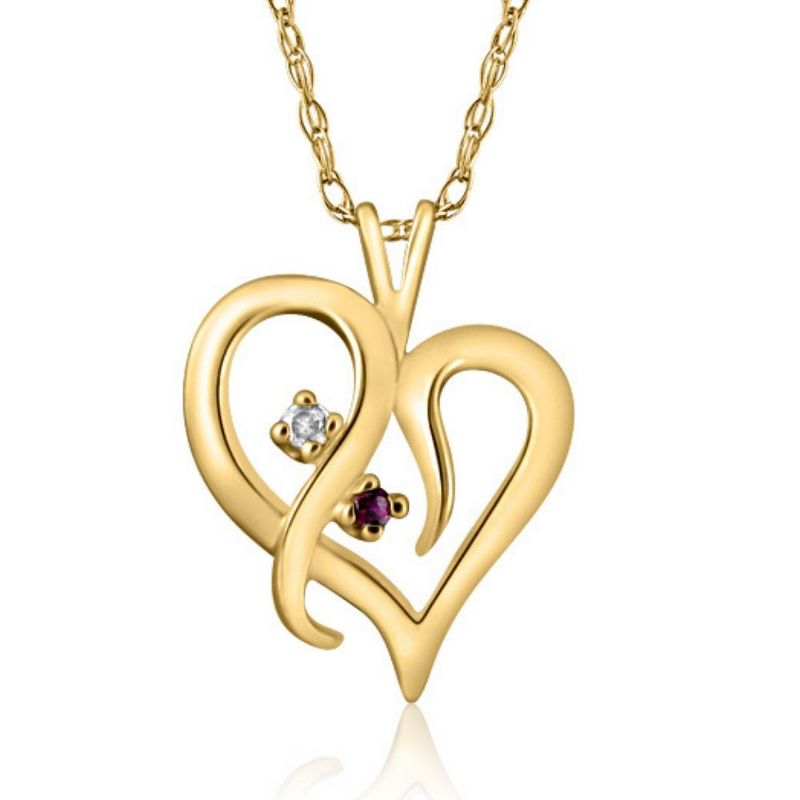 Pompeii3 Ruby & Diamond Necklace Heart Shape Pendant in 14k White, Yellow, or Rose Gold, 1 of 4