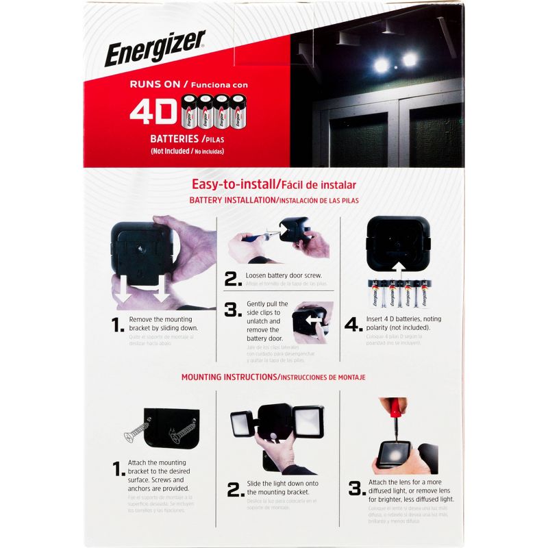 Energizer 600 Lumens Outdoor LED Motion Sensing Dual Head Security Outdoor Wall Light Black, 5 of 11