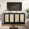Natural Rattan 4-Door Sideboard Buffet Cabinet, Entryway Console Table, Coffee Bar, and Storage Buffet for Dining Room, Kitchen, and Living Room - 2 of 4