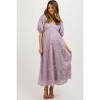 PinkBlush Lavender Fringe Textured Short Puff Sleeve Maternity Midi Dress - 3 of 4