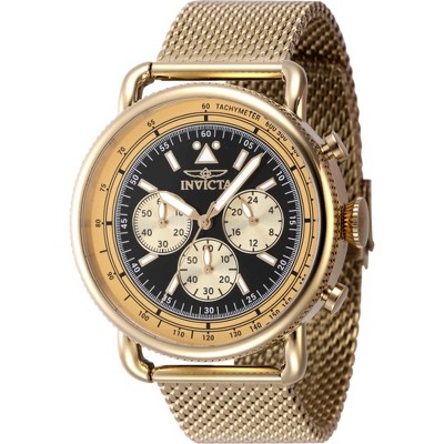 Invicta 47361 Men's Speedway Black Dial Yellow Gold Bracelet Watch