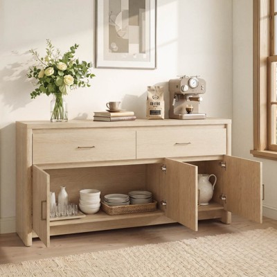 Spruce & Spring 59" Curved Buffet Sideboard with Fluted Front & Metal Handles — фото 4
