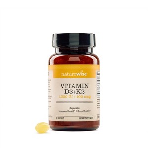 NatureWise Vitamin D3 + K2 (MK7) with Organic Extra Virgin Coconut Oil - Supports Calcium Absorption, Bone & Immune Health - Gluten-Free - 1 of 4