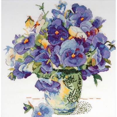 Design Works Counted Cross Stitch Kit 14"X14"-Pansy Floral (14 Count)