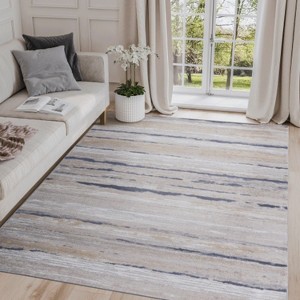 LunaLulinlk 8X10 Ivory/Blue /Striped Non-Shedding Stylish and Stain Resistant Area Rug - 1 of 4