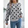 Women's Cute Polka Dot Sweater Shirt Long Sleeve Crew Neck Fall Casual Color Block Loose Fit Soft Knit Pullover Top - 4 of 4