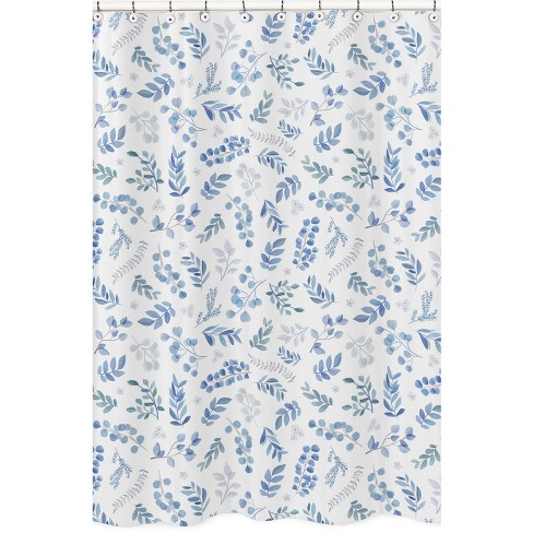 Sweet Jojo Designs Shower Curtain 72in.x72in. Botanical Blue And White ...