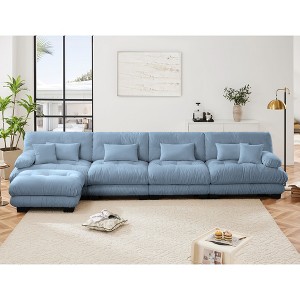 TiramisuBest Modular L-Shaped Sectional Sofa, 4-Seater Cloud Couch with Convertible Ottoman, Free Combination Chenille Sofa for Living Room, White - 1 of 4