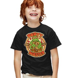 Teenage Mutant Ninja Turtles Mikey Party Master Kids T Shirt For Youth, Black - 1 of 4