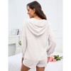 Womens 2 Piece Sets Hoodie Shirts with Shorts Shirred Cuff Blouse with Drawstring Shorts Solid Lounge Sets for Womens - White,2XL - 2 of 4
