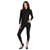 LECHERY Lustrous Silky Shiny Long Sleeve Stirrup Jumpsuit - 2 of 4