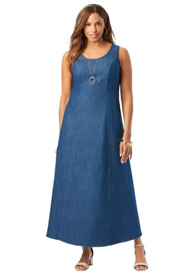 Jessica London Women's Plus Size Denim Maxi Dress