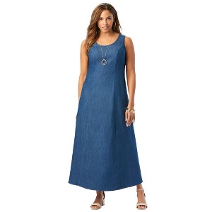 Jessica London Women's Plus Size Denim Maxi Dress - 1 of 4