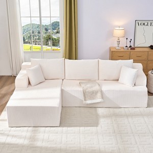 Mjkone 2-Pcs Free Combination Modular Sectional Sofas with Deep Seat,Corduroy L-Shaped Sofa with Chaise Lounge - 1 of 4