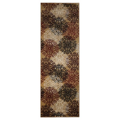 Modern Floral Scroll Indoor Runner or Area Rug by Blue Nile Mills