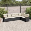 vidaXL 7 Piece Patio Sofa Set with Cushions Black Poly Rattan - Black and Cream Without Table - 2 of 4