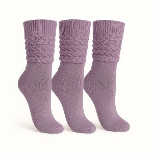 Women’s Slouch Socks Cotton Slouchy Knee-High Boot Socks 3 Pairs Scrunch Breathable Extra Long All-Season Comfort - 1 of 4