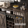 Farmhouse Coffee Bar Cabinet, 75" Tall Kitchen Hutch with Storage Shelves, 2 Sliding Barn Doors, 6 Hooks, Large Sideboard Buffet Cabinet, Brown/White - 3 of 4
