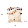 HomeRoots 50" X 60" Ivory Blue and Yellow Woven Cotton Striped Throw Blanket with Tassels and Fringe - 3 of 4