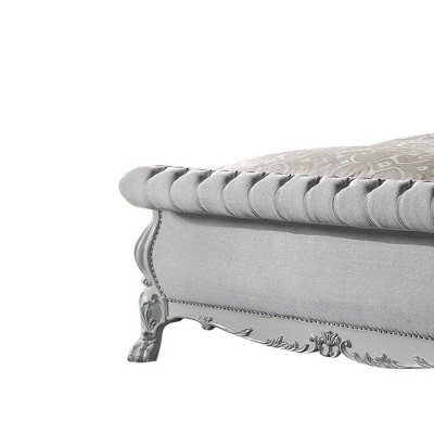 Bone White Tufted Upholstered Queen Bed with Wood Frame