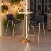 Faux Leather Barstool 39" H Black With Gold Electroplated Steel Frame and Armrests by Zuo Modern (Set of 2) - 2 of 4