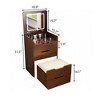 GDFStudio Holmen Modern 3 in 1 Drawer Storage Vanity Desk Set with Fold Mirror and Stool - 3 of 4