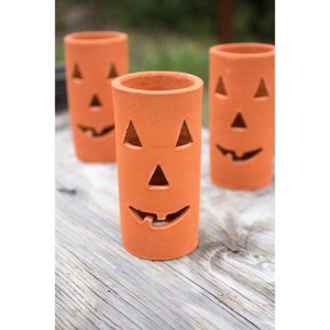 Tall Terracotta Jack-O-Lanterns – 8 Inch Tall Handmade Halloween Decor, Set of 6 By Kalalou - 1 of 3