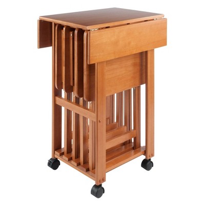 Sophia Transitional Teak 5-Piece Snack Table Set