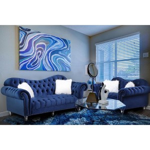 2pcs Couch Set Luxury Classic America Chesterfield Loveseat and Sofa Tufted Camel Back - Morden Fort - 1 of 4