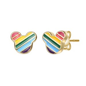 Guili 14K Gold Plated with Multi Color Enamel Mickey Mouse Rainbow Stud Earrings For Kids - 1 of 2