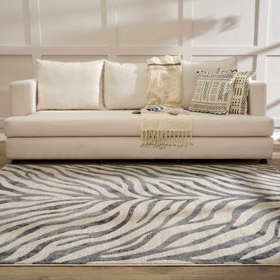 Hauteloom Gray Ecorse Zebra Print Area Rug