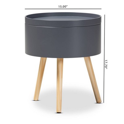Jessen Gray Wood Nightstand with Removable Tray Top