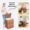 Laundry Hamper with Lid, Synthetic Rattan Clothes Laundry Basket with Lid and Handles, Foldable, Removable Liner - 4 of 4