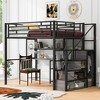 TIRAMISUBEST Full Size Metal Loft Bed with Open Wardrobe, Modern Storage Bed Frame with Mesh Board, Desk and Shelves - 3 of 4