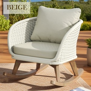 Hrinhom 29.5"W Patio Rockers Chair,Outdoor Wicker Rocking Chair With Cushions - 1 of 4