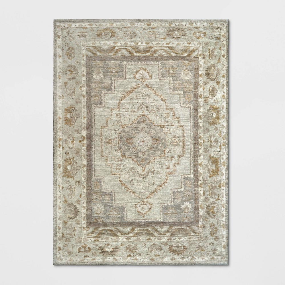 5'x7' Wool Tufted Geometric Persian Style Area Rug Cream - Threshold™
