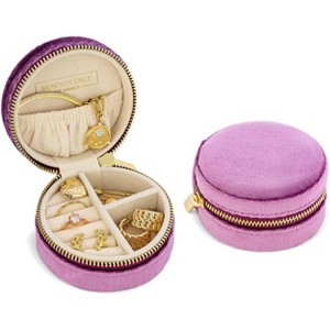 Benevolence LA Plush Velvet Round Travel Jewelry Box - 1 of 4
