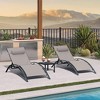 PURPLE LEAF Patio Chaise Lounge Set of 3 Outdoor Lounge Chair Beach Pool Sunbathing Lawn Lounger Recliner Chiar, Side Table Included - 2 of 4