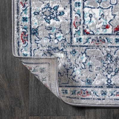 Reversible Gray Medallion 3x5 Synthetic Easy-Care Area Rug