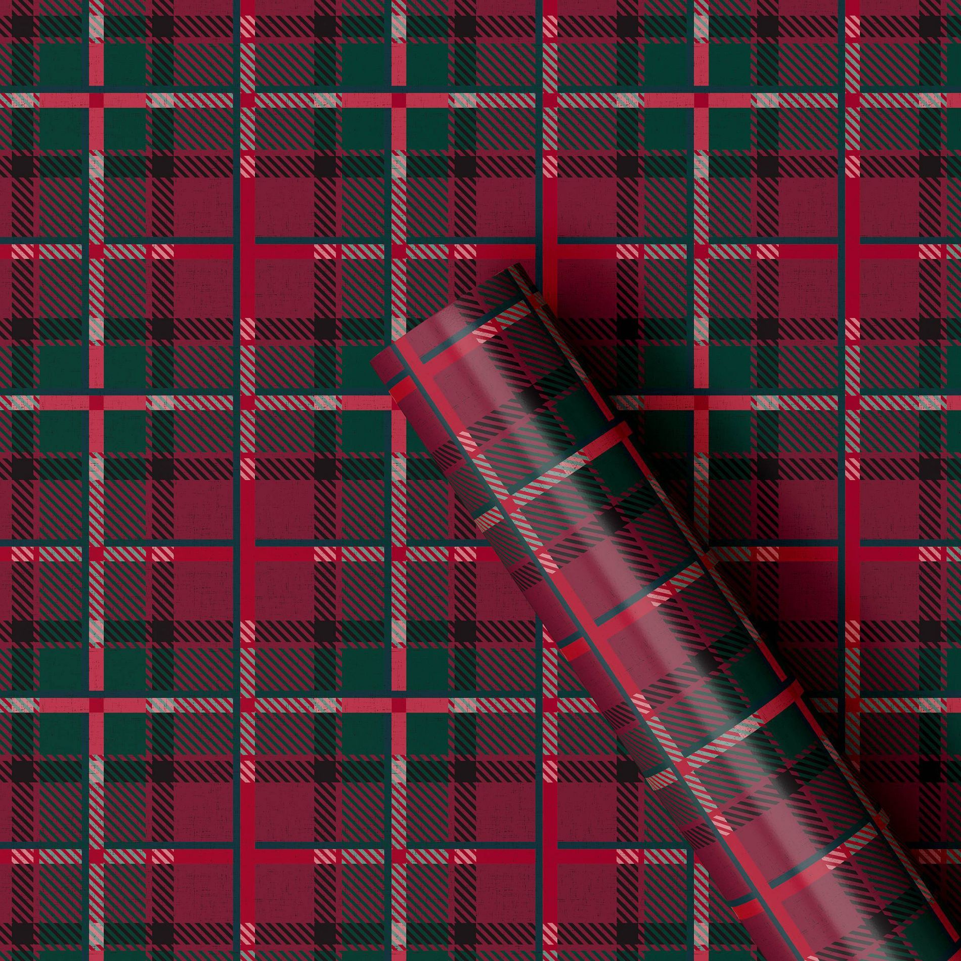 30" 90 sq ft Christmas Roll Wrap Tartan Plaid - Wondershop™
